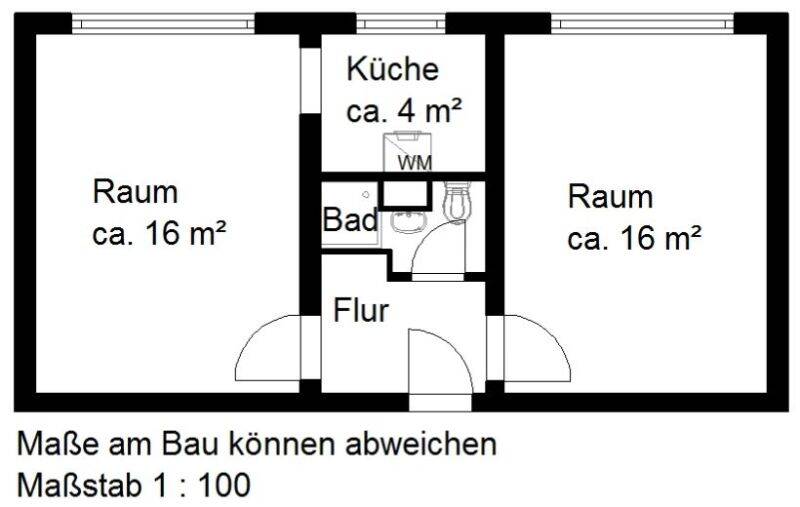 Etagenwohnung Halle (Saale) Trotha - 2 Zimmer, 39 m&sup2;, 280&euro; | Angebot:26904219