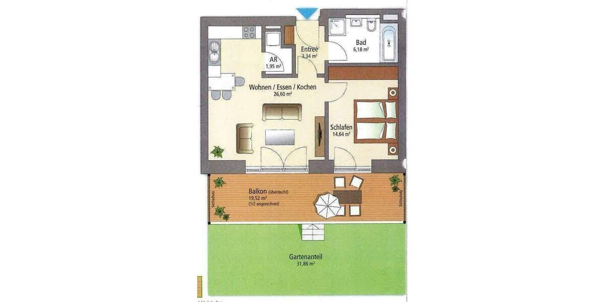 Etagenwohnung Schwabach Eichwasen - 2 Zimmer, 63 m&sup2;, 239.999&euro; | Angebot:26307394