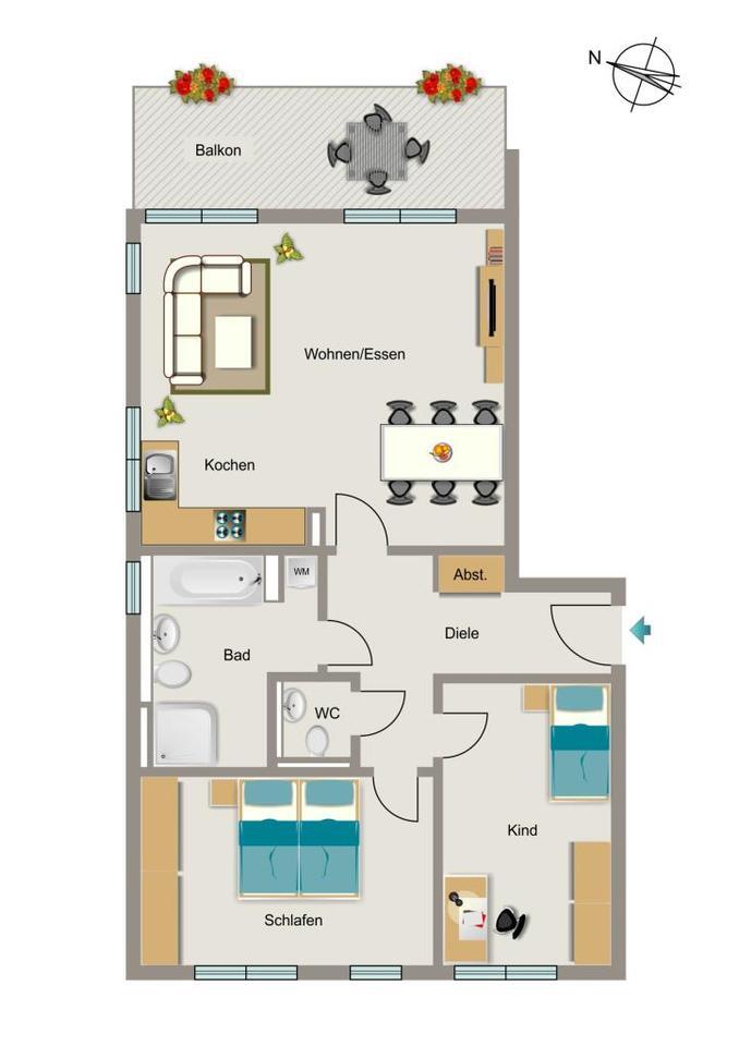 Bei VIVAWEST die Sonnenstrahlen auf dem eigenen Balkon genießen. zimmer