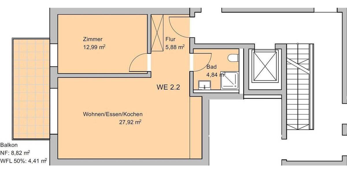 Etagenwohnung Lüneburg Schützenplatz - 2 Zimmer, 55 m&sup2;, 324.000&euro; | Angebot:26073560