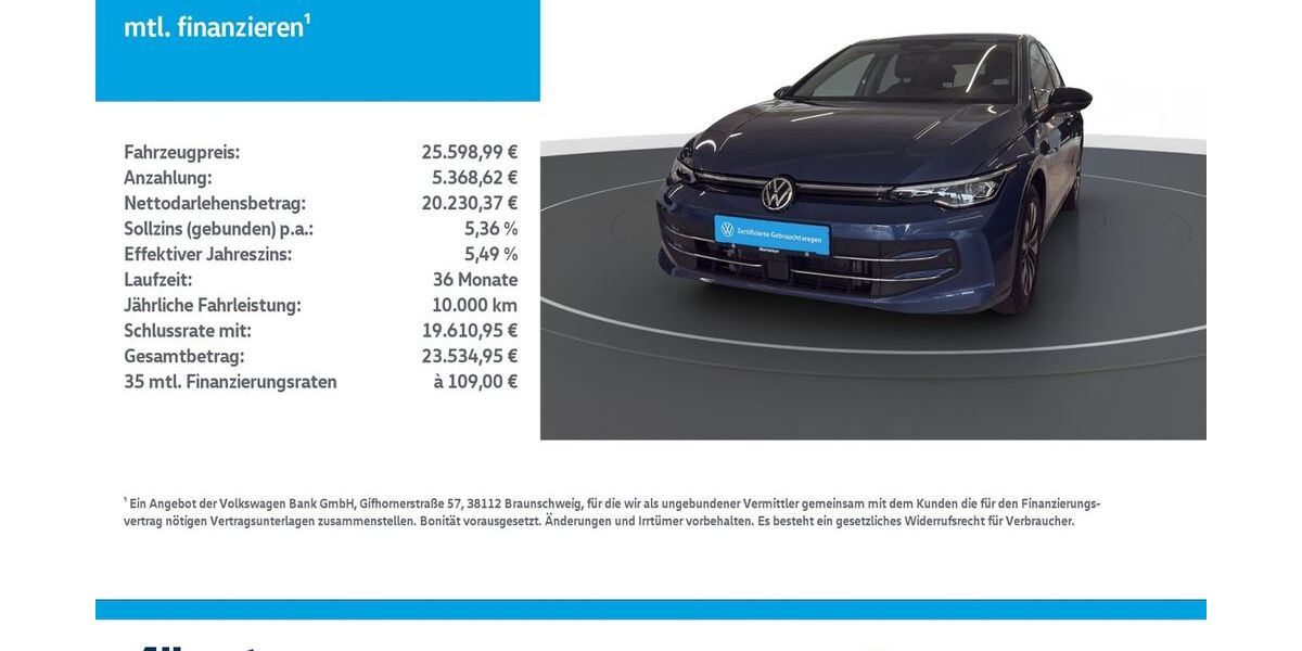VW Golf 25.308 km 25.599 &euro; Nordhausen 99734