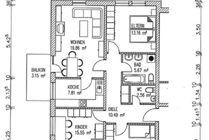 Wohnung zum Mieten in Traunreut 1.058,04 € 88.17 m²