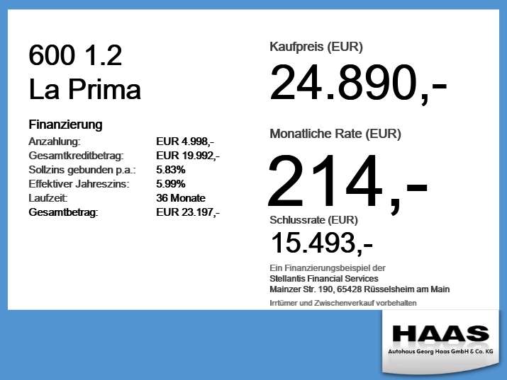Fiat 600 3.500 km 24.490 &euro; Augsburg 86159
