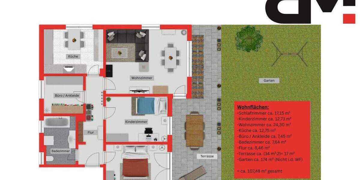 Etagenwohnung Mering - 3 Zimmer, 107 m&sup2;, 485.000&euro; | Angebot:24031831