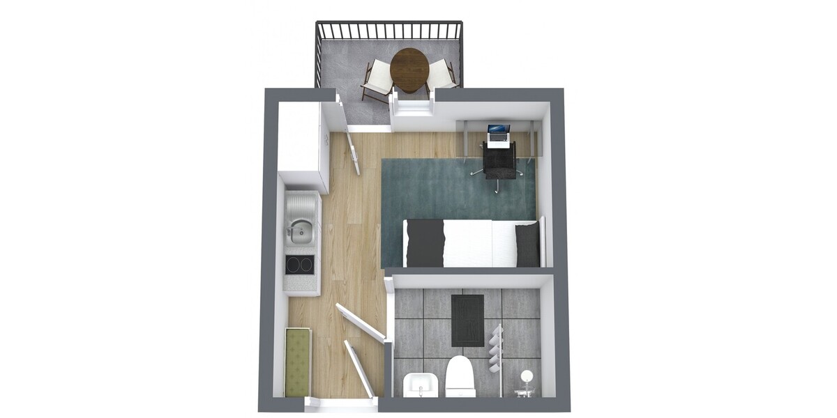 Hochwertiges Studentenapartment mit Pantryküche & Dachterrasse 1 zimmer