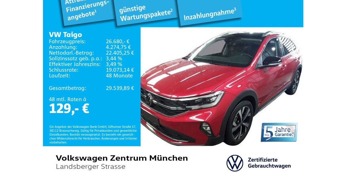 VW Taigo 8.342 km 26.680 &euro; München 80687