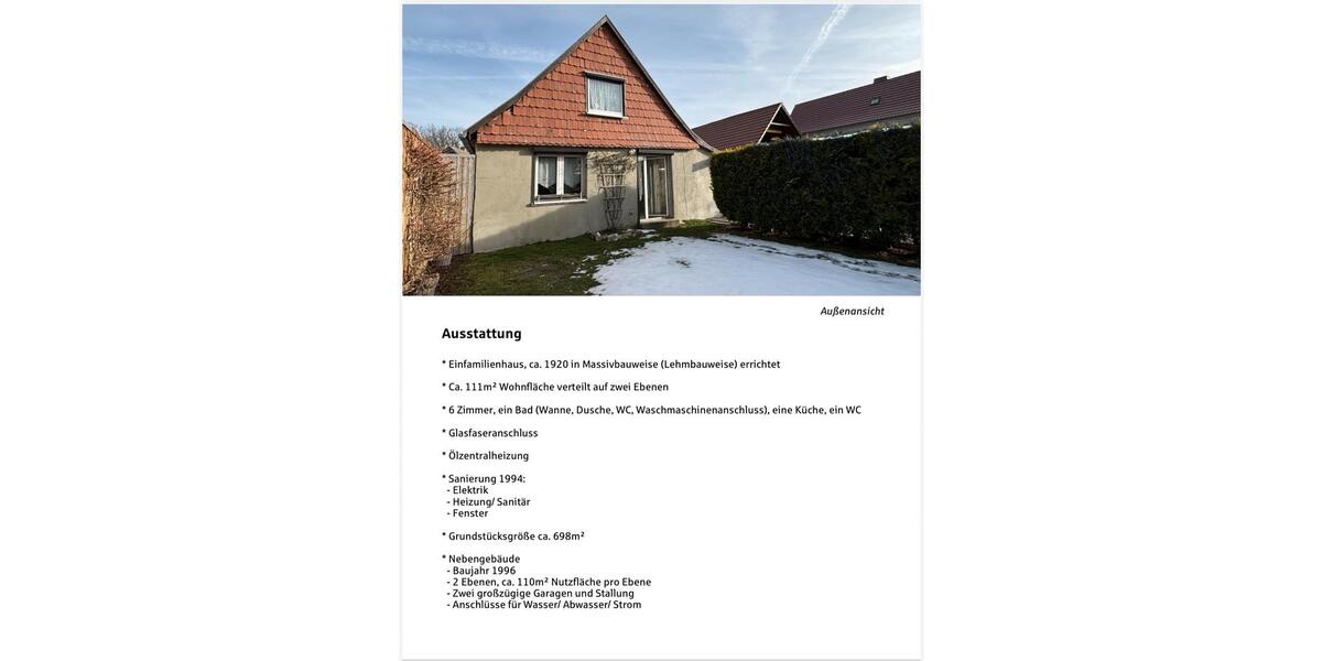 Einfamilienhaus Ballenstedt - 5 Zimmer, 111 m&sup2;, 79.000&euro; | Angebot:26507380