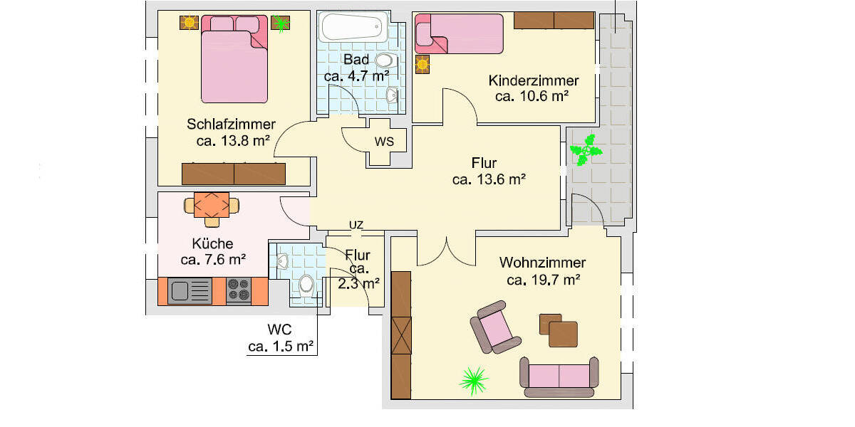 Etagenwohnung Kronshagen Kopperpahl - 3 Zimmer, 77 m&sup2;, 770&euro; | Angebot:26243041