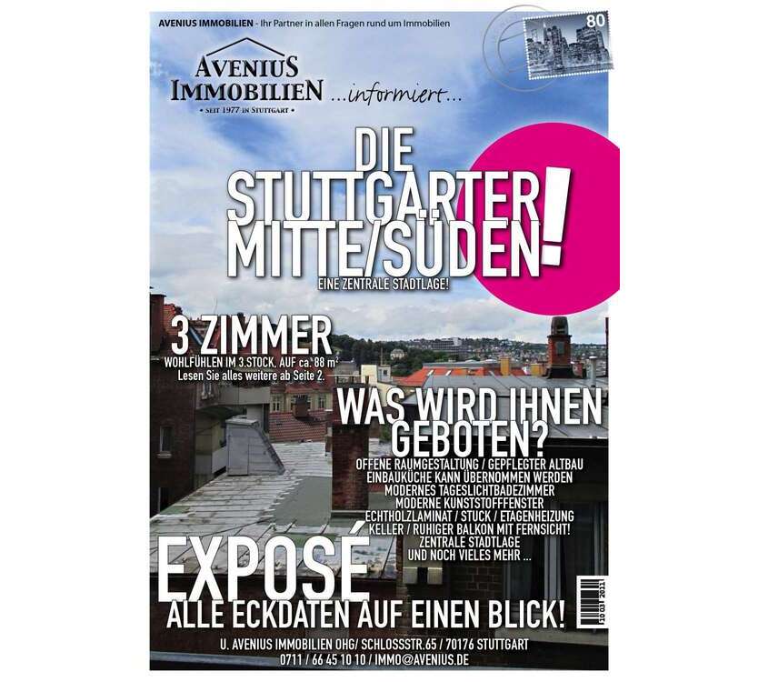 Wohnung zum Mieten in Stuttgart 1.250 € 87.55 m²