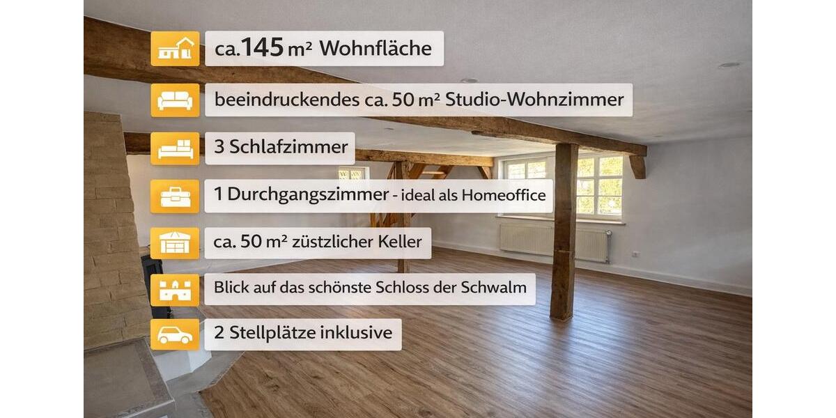 Etagenwohnung Schwalmstadt - 5 Zimmer, 145 m&sup2;, 950&euro; | Angebot:25298613