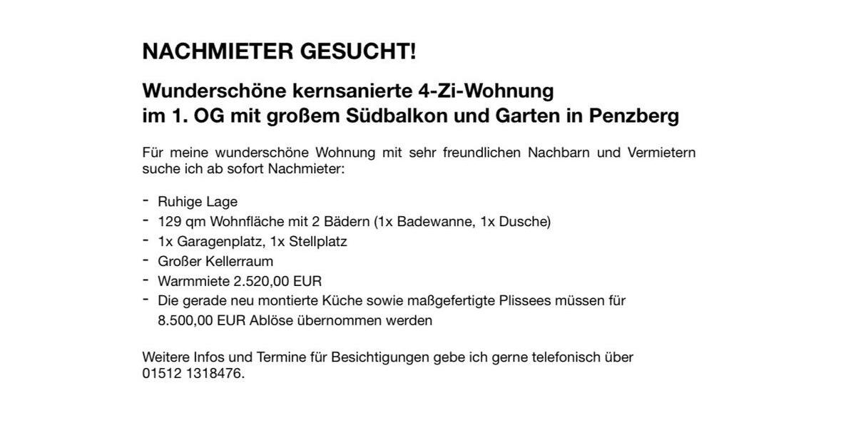 Kernsanierte 4 Zi Whg mit Südbalkon & Garten 4 zimmer