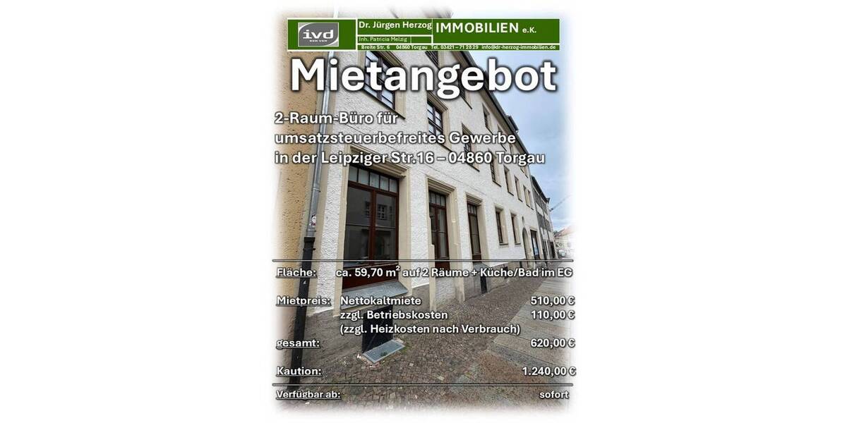 Gewerbeobjekt Torgau - 510&euro; | Angebot:26859302