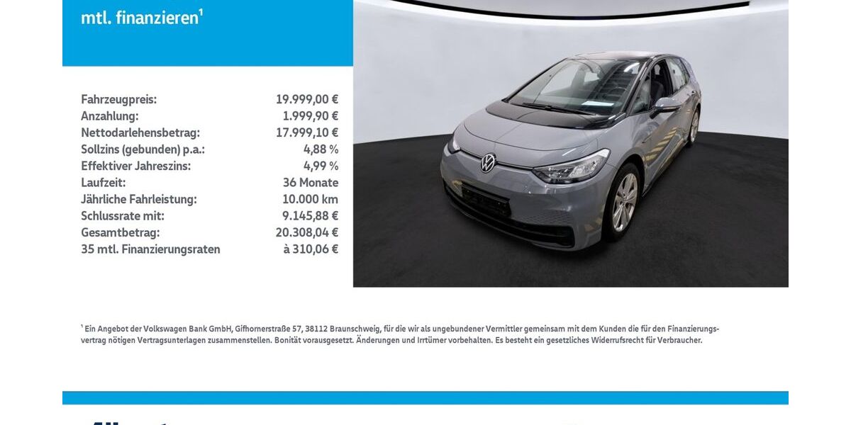 VW ID.3 66.926 km 19.999 &euro; Leinefelde-Worbis/DE 37327
