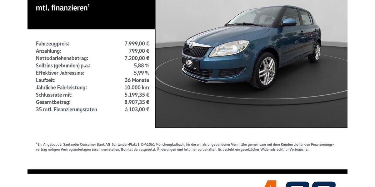 Skoda Fabia 86.913 km 7.999 &euro; Leinefelde-Worbis/DE 37327