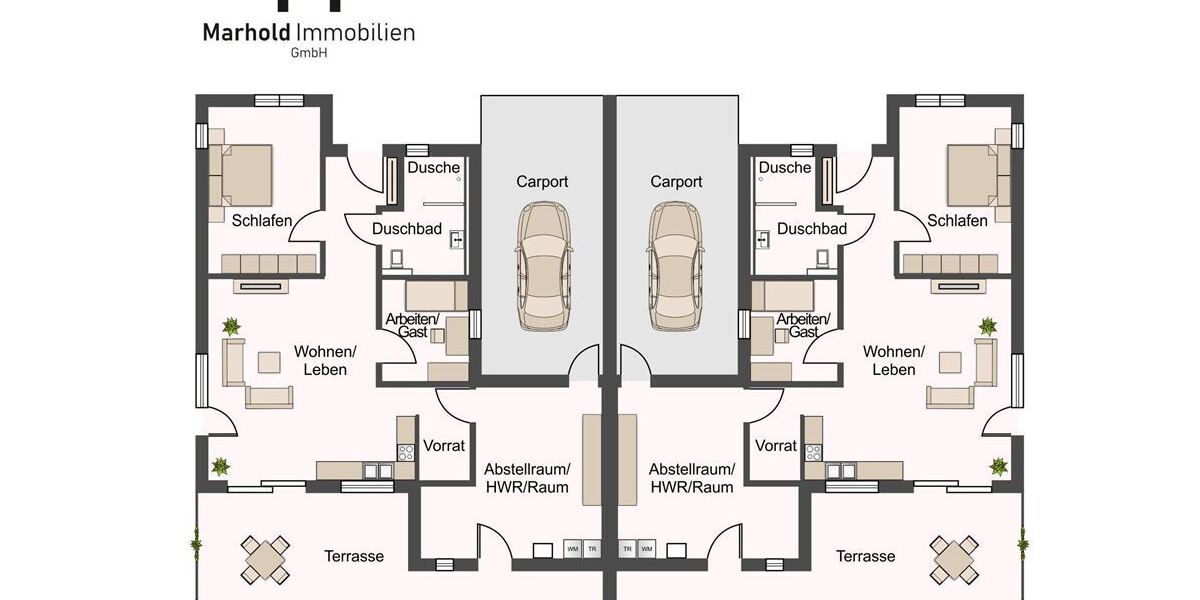 Neubau: Doppelhaus im modernen Bungalow Stil, KfW 55, mit Betreuungskonzept möglich - Doppelhaushälfte Steyerberg | Angebot:25925771