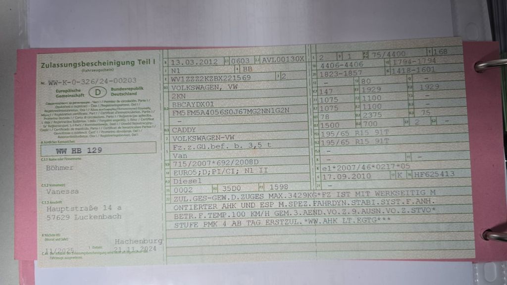 VW Caddy 151.900 km 15.200 &euro; Weitefeld 57586
