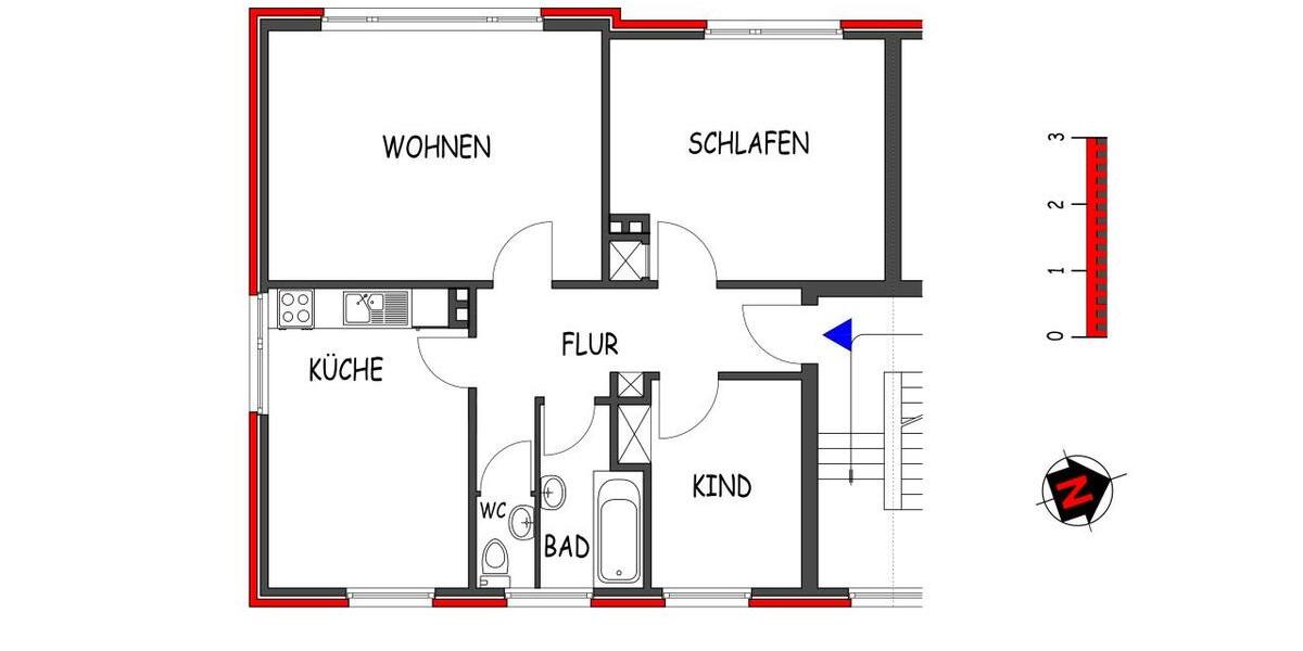 Etagenwohnung Zetel - 3 Zimmer, 66 m&sup2;, 320&euro; | Angebot:26267961