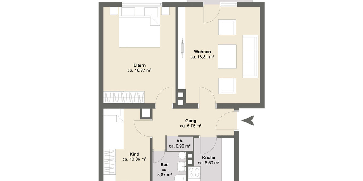 Etagenwohnung Hausham - 3 Zimmer, 65 m&sup2;, 298.000&euro; | Angebot:23982381