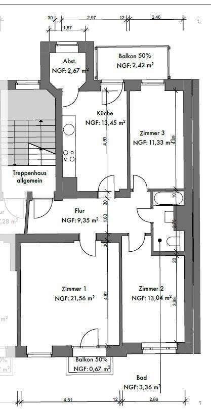 Solide Investition: Vermietete Eigentumswohnung in Erfurter Johannesvorstadt 3 zimmer