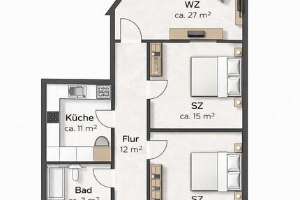 Wohnung Anklam - 3 Zimmer, 90 m&sup2;, 720&euro; | Angebot:25934624