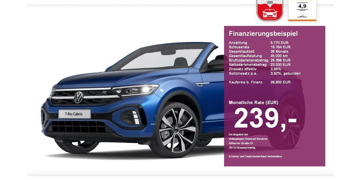 VW T-Roc 29.980 km 28.800 &euro; Albbruck 79774