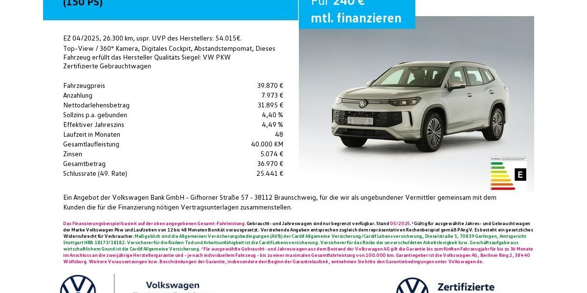 VW Tayron 26.300 km 39.870 &euro; Bamberg 96052