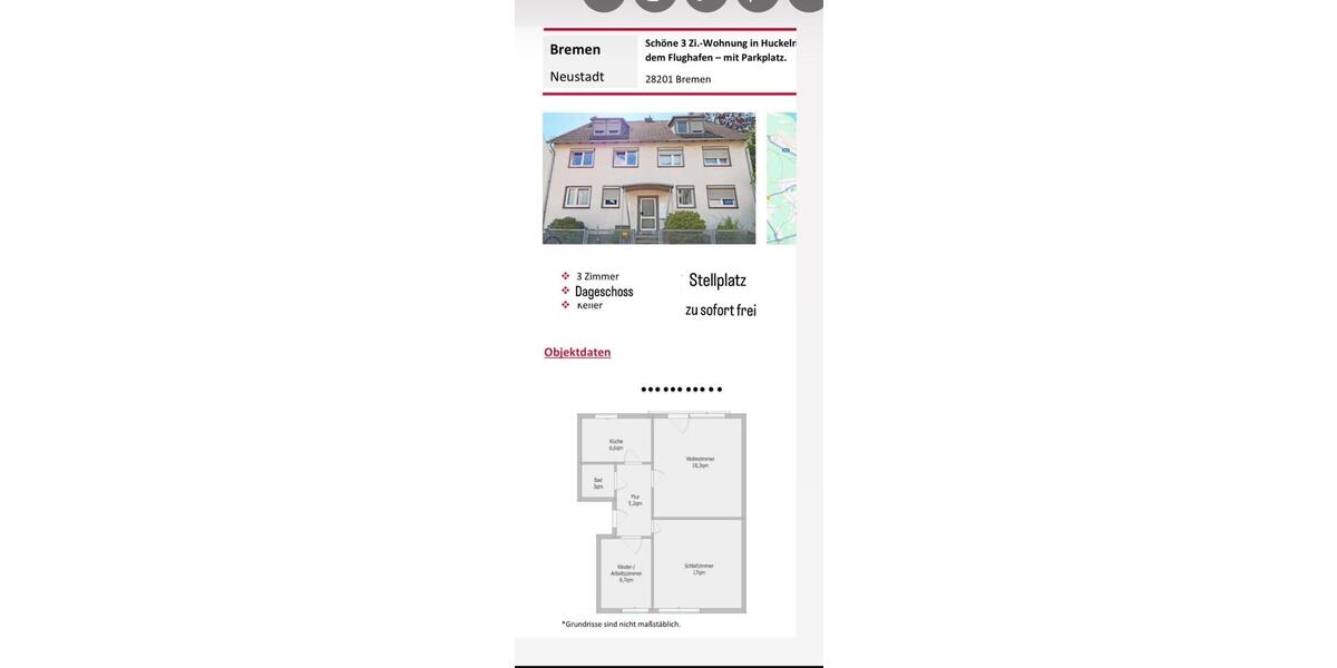 Dachgeschoßwohnung Bremen Neustadt - 2.5 Zimmer, 51 m&sup2;, 110.000&euro; | Angebot:26603161