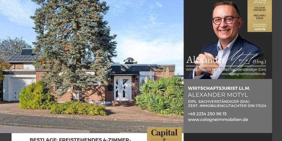 FAST FREISTEHENDER 4 bis 5-ZIMMER-BUNGALOW IN FRECHEN-KÖNIGSDORF VOLLSTÄNDIG UNTERKELLERT MIT GARAGE 4 zimmer