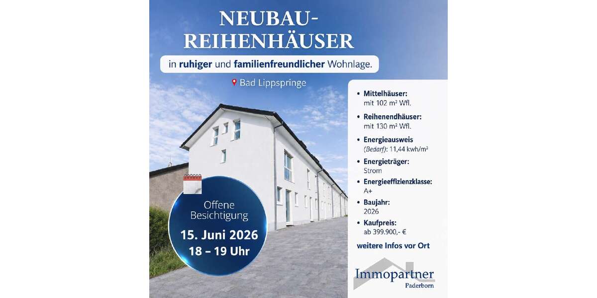 Einfamilienhaus Bad Lippspringe - 5 Zimmer, 103 m&sup2;, 399.900&euro; | Angebot:26190266