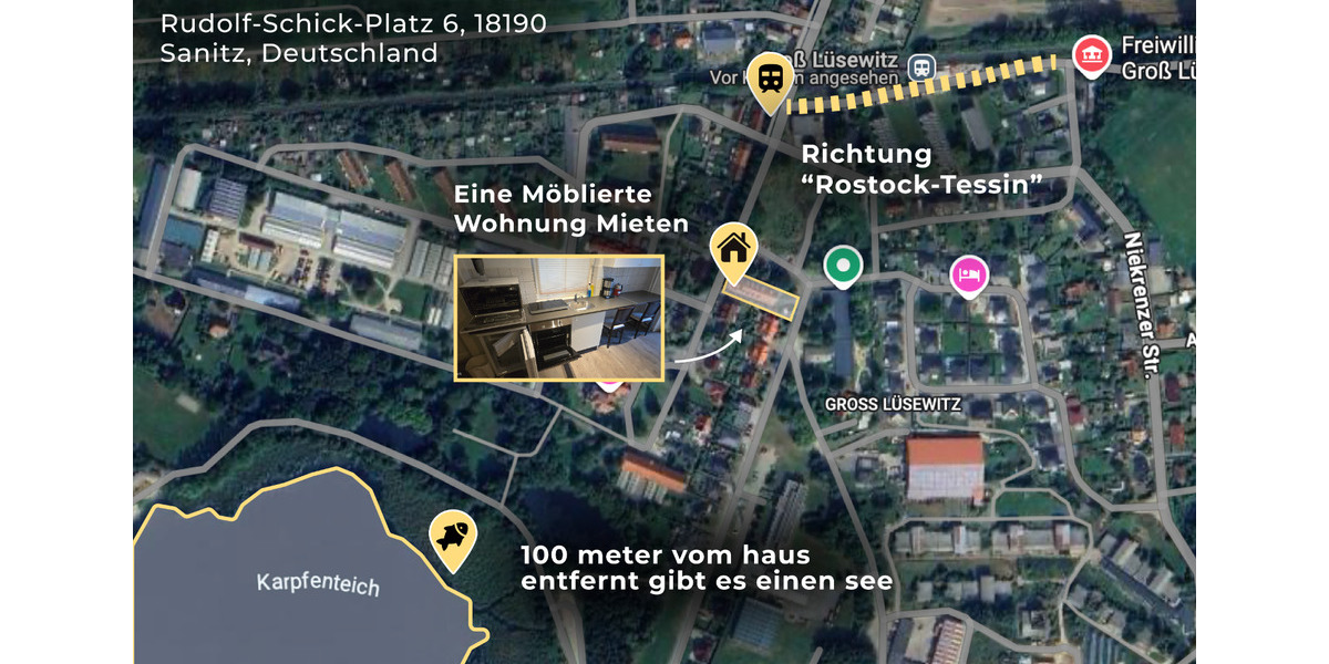 Etagenwohnung Sanitz - 1 Zimmer, 15 m&sup2;, 36&euro; | Angebot:25364657