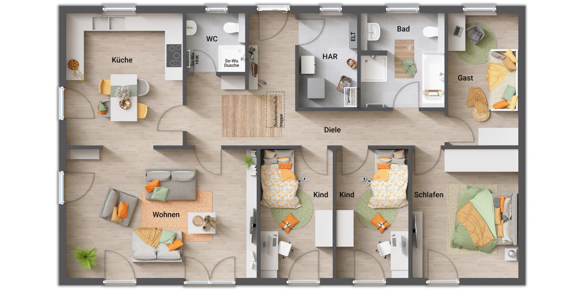 Bungalow Habichtswald Dörnberg - 6 Zimmer, 139 m&sup2;, 373.790&euro; | Angebot:25738089