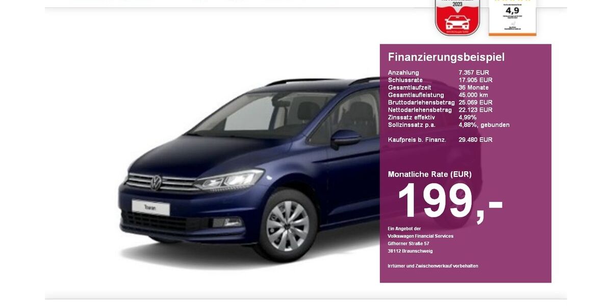 VW Touran 36.100 km 29.480 &euro; Albbruck 79774