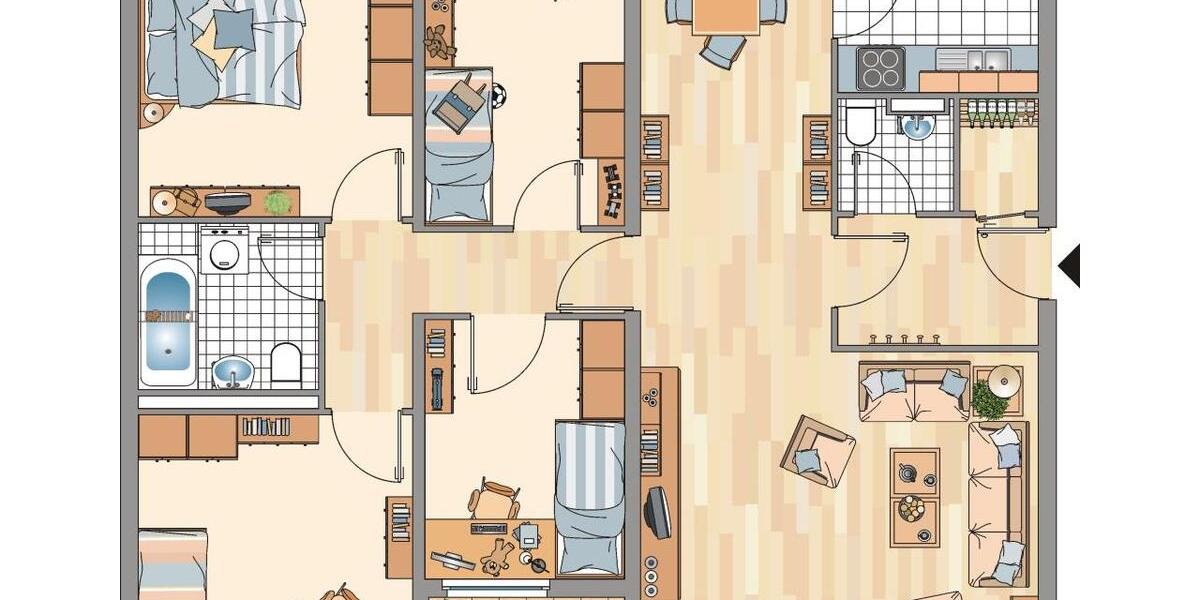 Etagenwohnung Bonn Hardtberg - 5 Zimmer, 104 m&sup2;, 1.008&euro; | Angebot:26677457