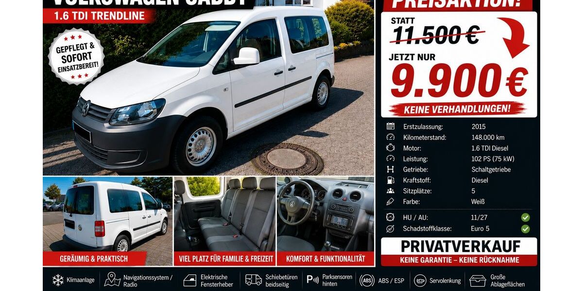VW Caddy 148.000 km 9.900 &euro; Lemgo 32657
