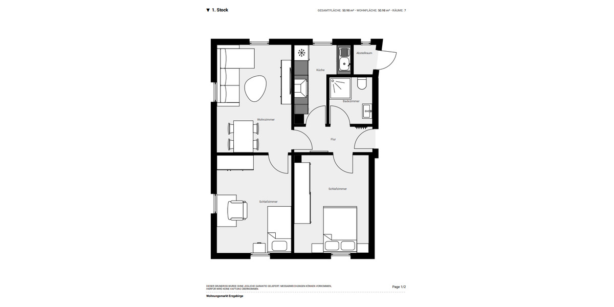 Etagenwohnung Lichtenstein (Sachsen) - 3 Zimmer, 48 m&sup2;, 270&euro; | Angebot:24976463