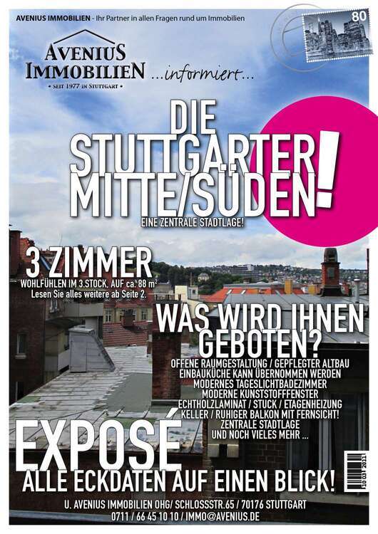 Wohnung zum Mieten in Stuttgart 1.250 € 87.55 m²