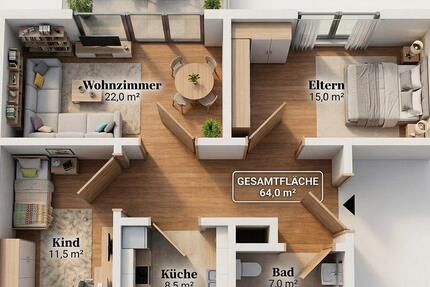 Wohnung Neuwied - 3 Zimmer, 63 m&sup2;, 119.999&euro; | Angebot:26142894