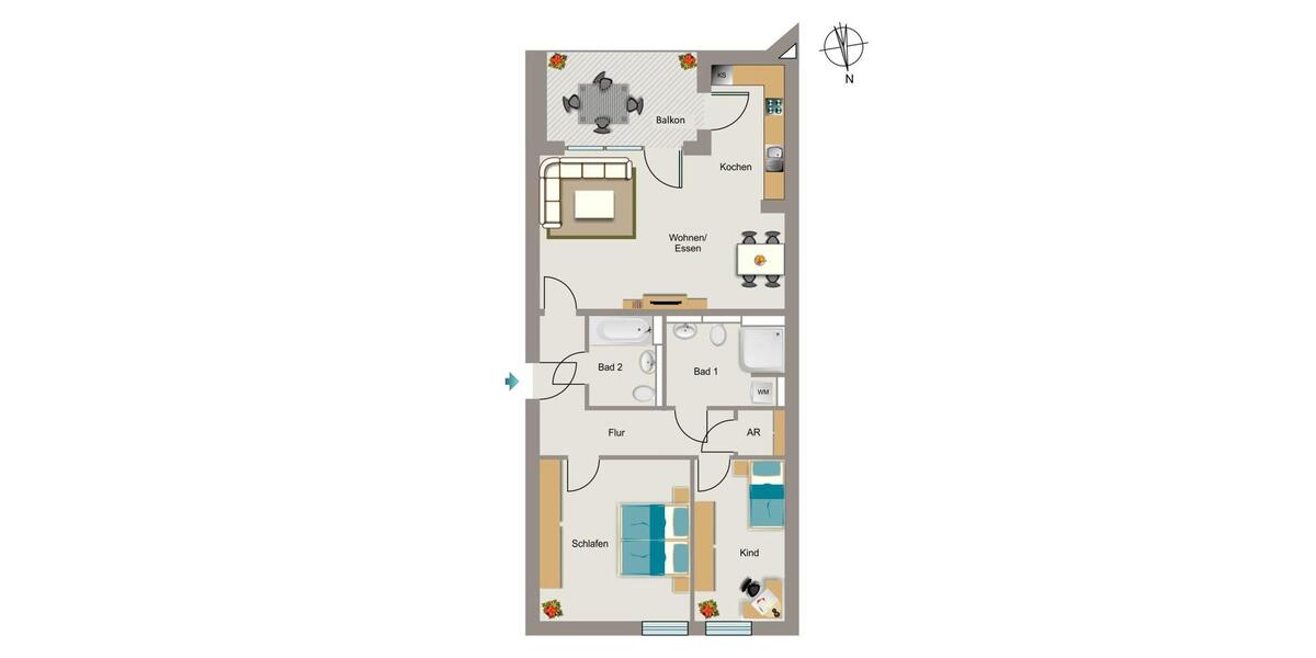 Etagenwohnung Bergisch Gladbach - 3 Zimmer, 91 m&sup2;, 1.331&euro; | Angebot:24820266