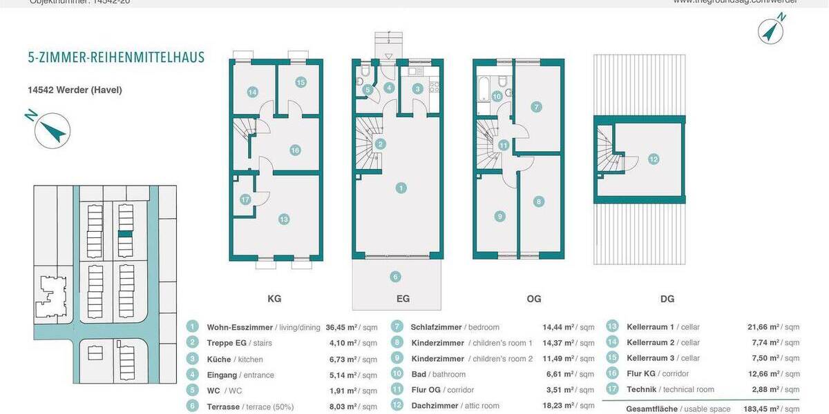 Reihenmittelhaus Werder (Havel) - 5 Zimmer, 109 m&sup2;, 415.000&euro; | Angebot:26515967