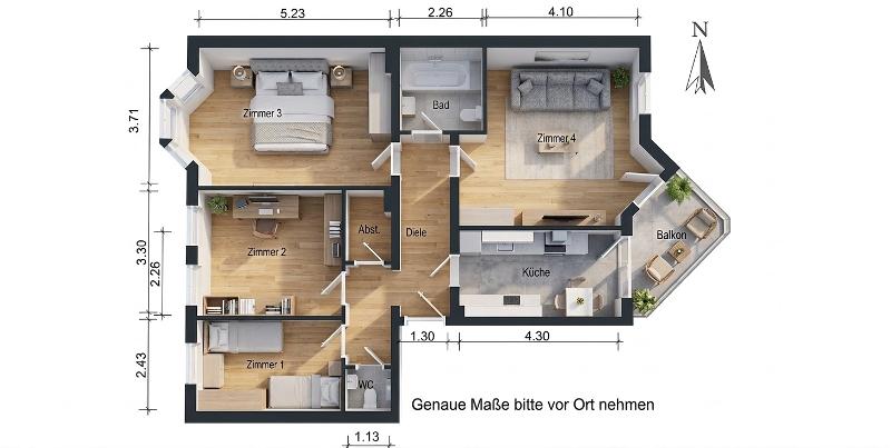Stadtfeld: gut geschnittene 4 Raum Wohnung mit Balkon wt0009 - Etagenwohnung Magdeburg Stadtfeld | Angebot:25570803