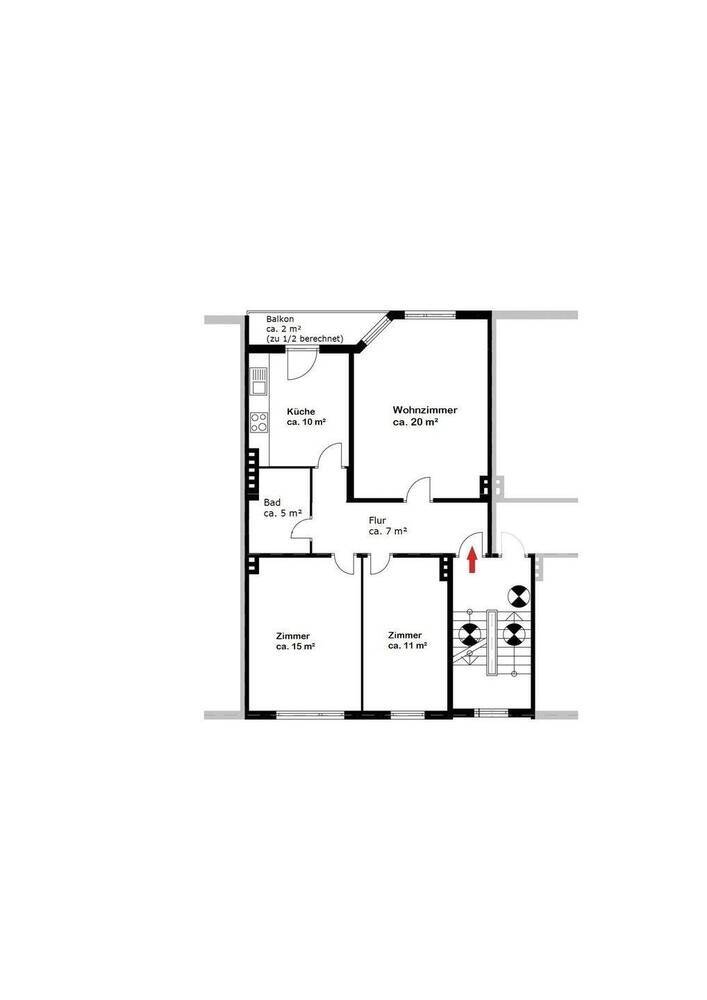 Neustadt Lichtdurchflutete Wohnung mit Sonnenbalkon und moderner Einbauküche