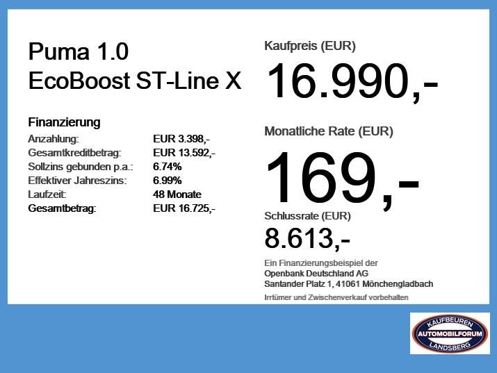 Ford Puma 61.109 km 16.990 &euro; Kaufbeuren 87600