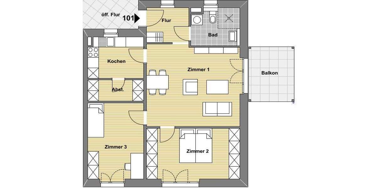 Etagenwohnung Pfinztal Berghausen - 3 Zimmer, 79 m&sup2;, 470.000&euro; | Angebot:24860382