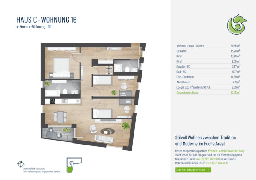 Wohnung zum Mieten in Heilbronn 1.500 € 92.76 m²