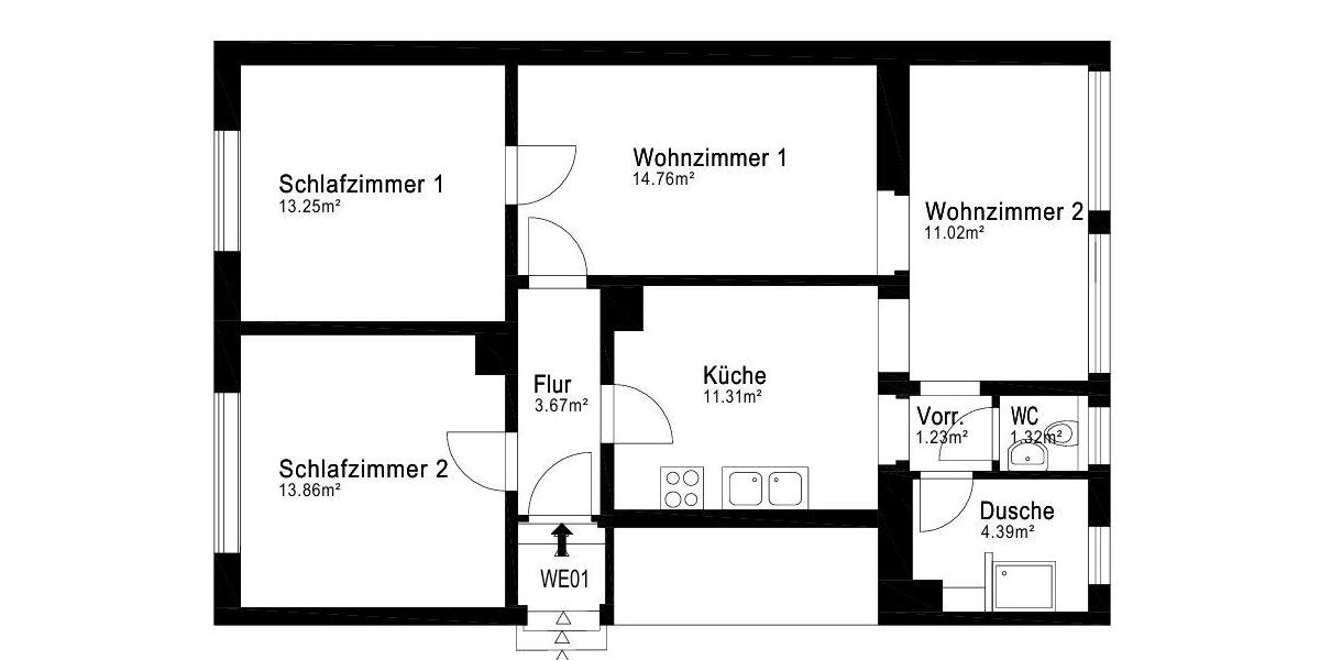 Erdgeschoßwohnung Hockenheim - 3.5 Zimmer, 75 m&sup2;, 940&euro; | Angebot:26396768