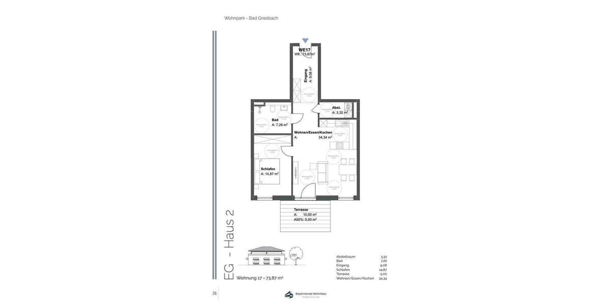 Etagenwohnung Bad Griesbach im Rottal Griesbach - 2 Zimmer, 73 m&sup2;, 800&euro; | Angebot:24840238