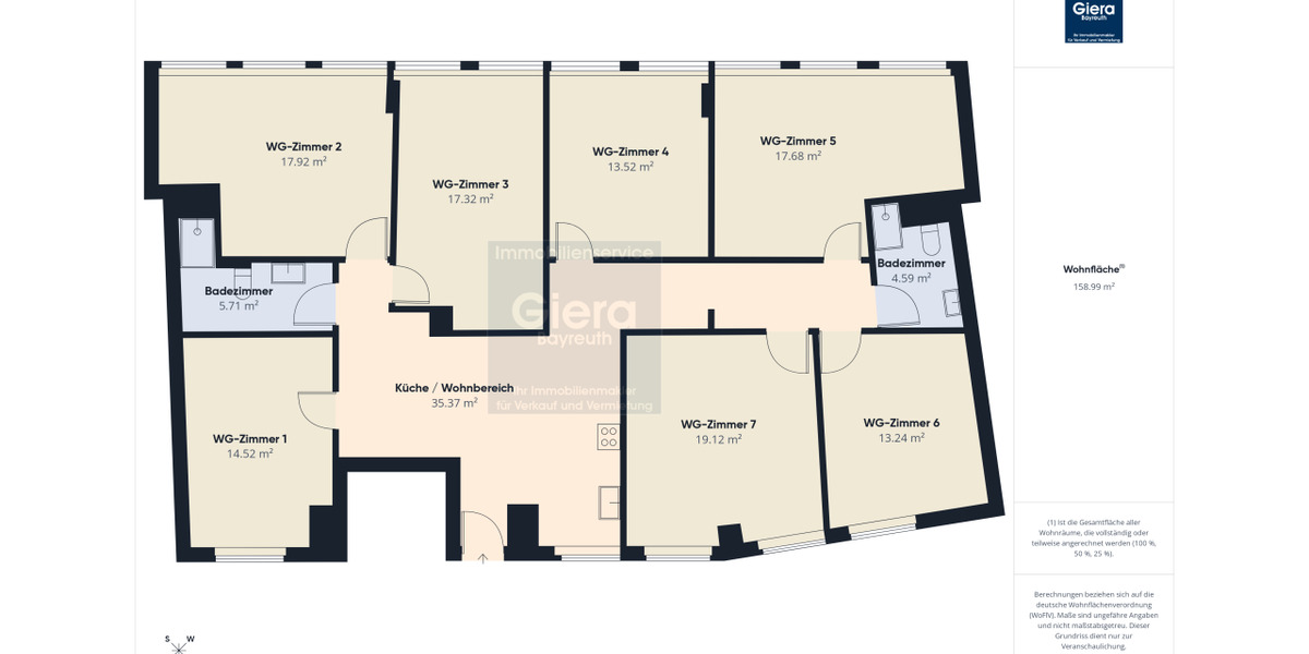 Etagenwohnung Bayreuth City - 1 Zimmer, 15 m&sup2;, 296&euro; | Angebot:26489977
