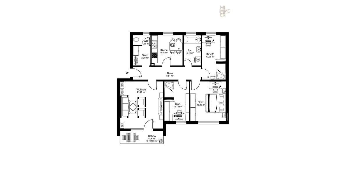 Etagenwohnung Burgkirchen Obere Terrasse - 4 Zimmer, 89 m&sup2;, 210.000&euro; | Angebot:25738507