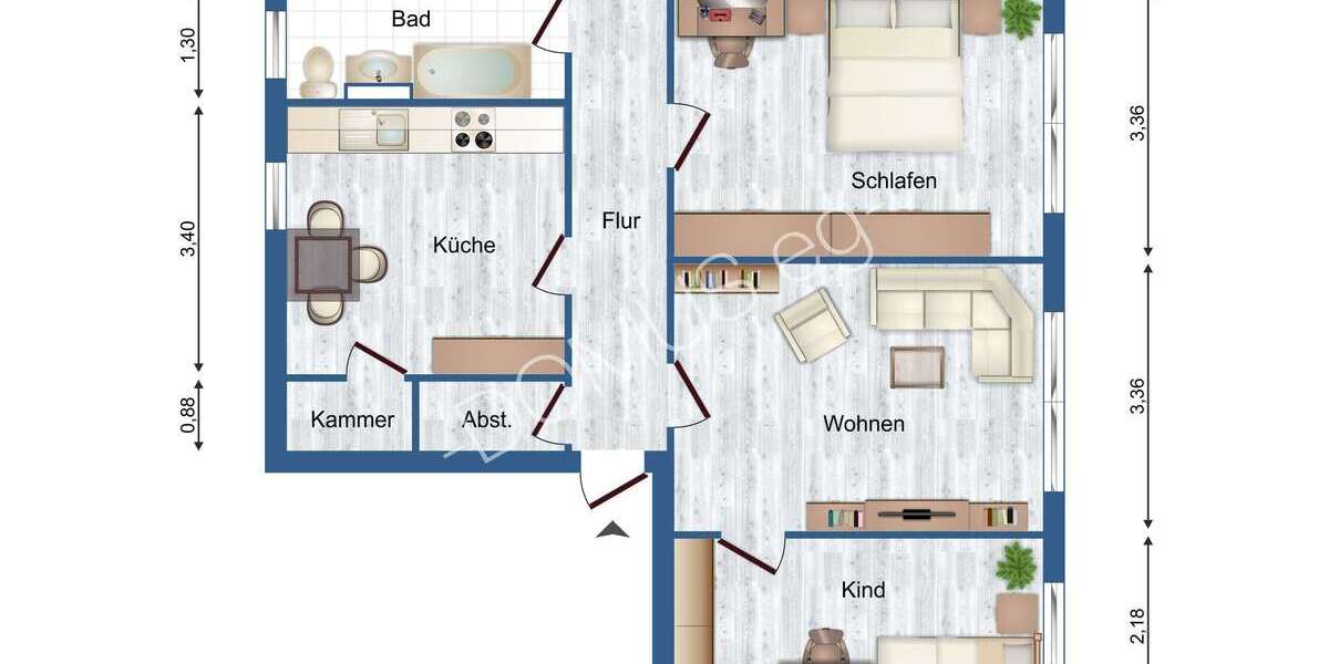 Frisch renovierte 3 Zimmer Wohnung mit Garage optional! - Appartement Galenbeck Sandhagen | Angebot:25468477