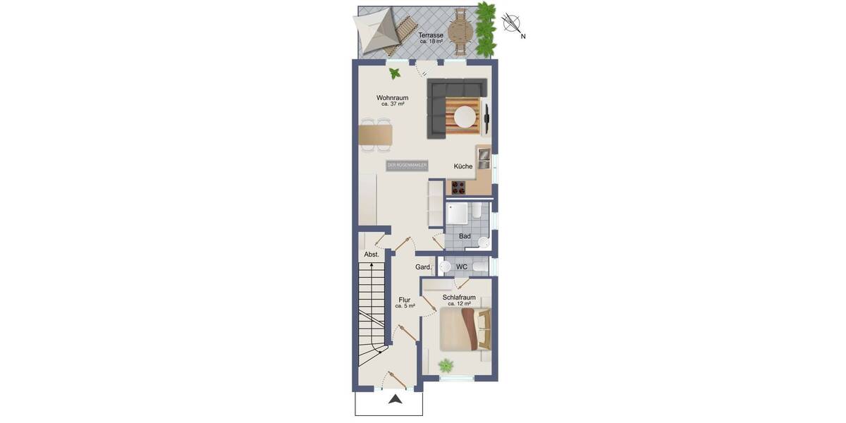 Etagenwohnung Sagard / Neddesitz Neddesitz - 2 Zimmer, 73 m&sup2;, 224.000&euro; | Angebot:25683448